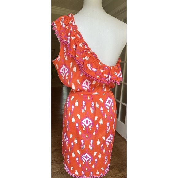 Mud Pie Bag Lady Ruffled One Shoulder Dress Large - Picture 4 of 7